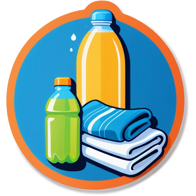 Towels and water bottles emoji