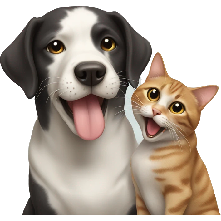 dog licking cat emoji