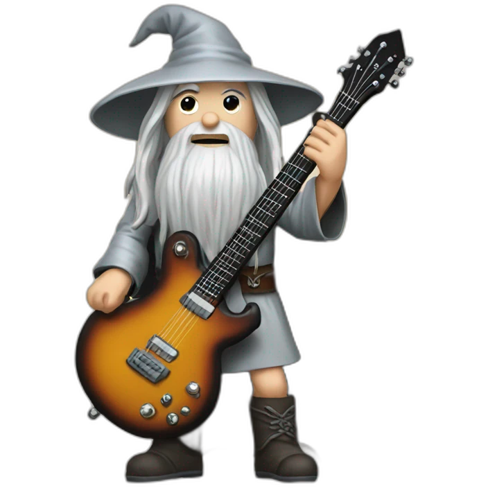 Gandalf with heavy metal guitar emoji