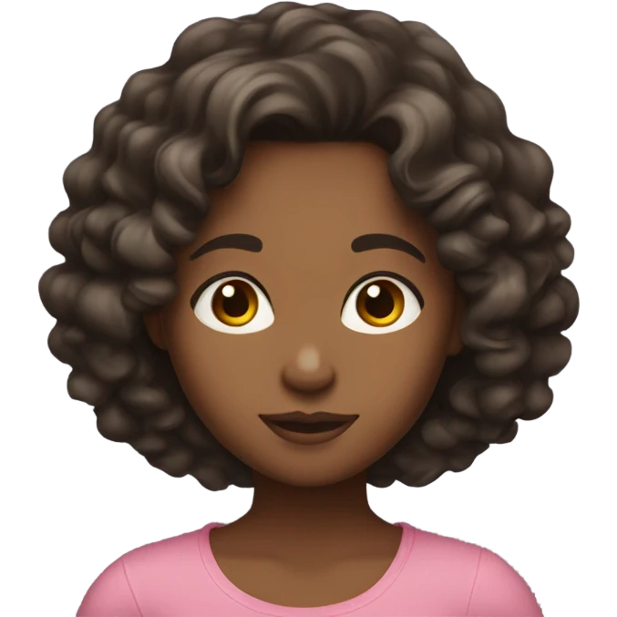 girl with medium to dark skin and dark brown shoulder length curly hair emoji
