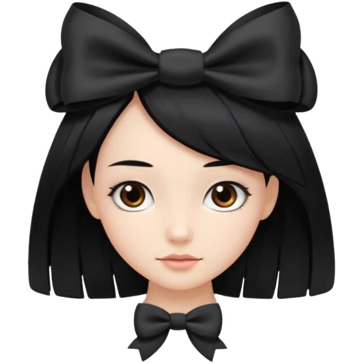 Chica con pelo largo negro con un lazo emoji