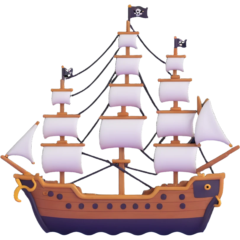 pirate ship sailing on waves emoji