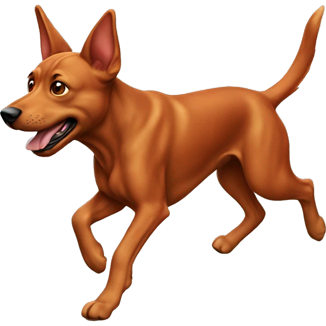 realistic solid red dog with pointed ears running emoji
