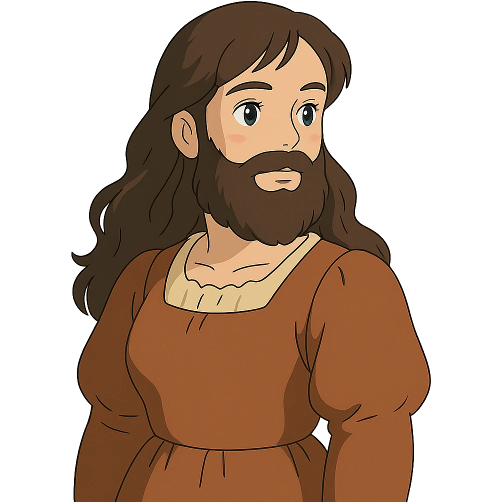 ghibli style woman with a beard emoji