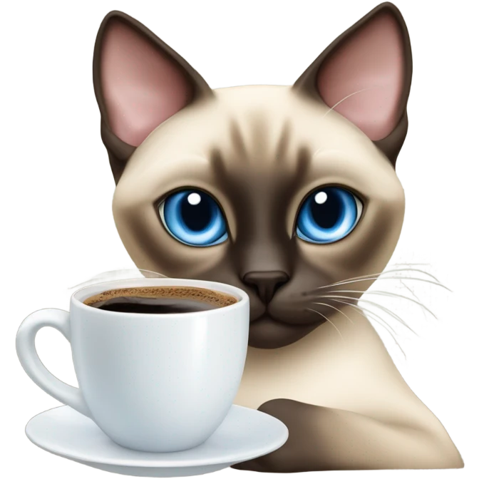 Siamese cat drinking coffee  emoji