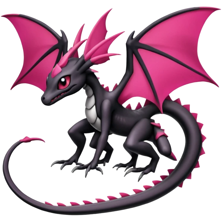 Magenta, black and white Meloetta-Flygon-Gorebyss-Salandit-Gargoyle-Pokémon-Fakémon-creature-fusion-hybrid emoji