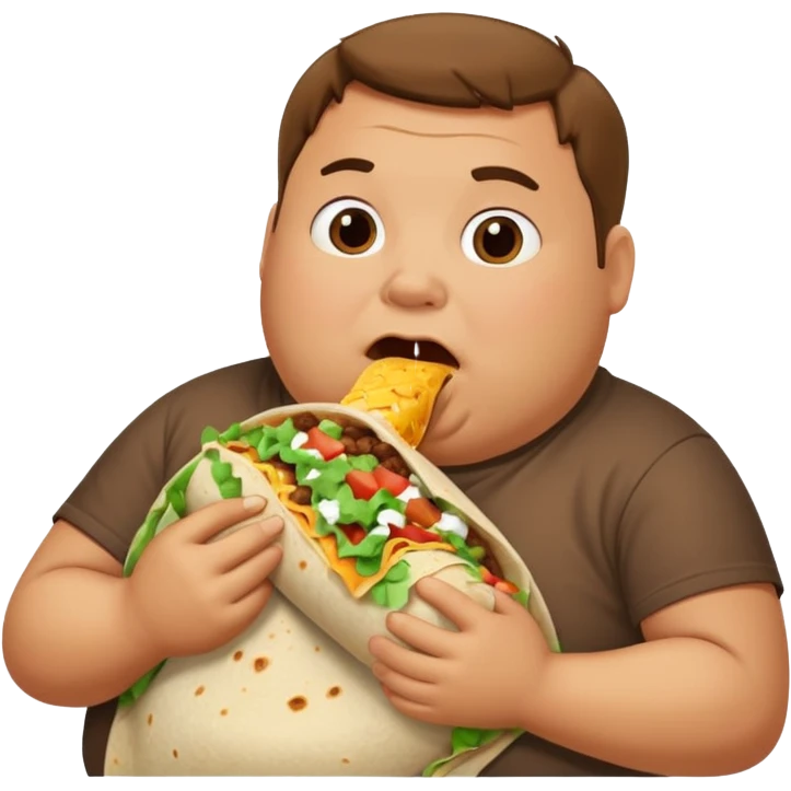A fat man eating burrito emoji