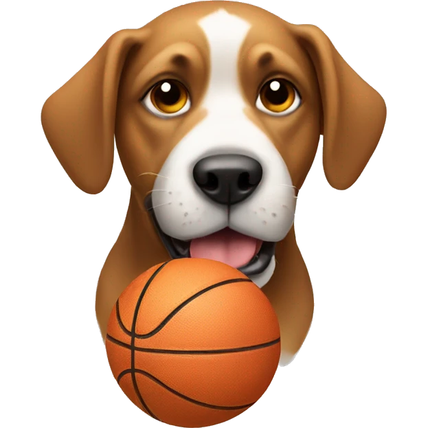 a dog holding a basketball emoji