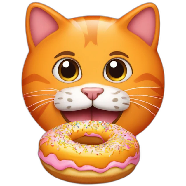 an orange cat eating a donut emoji