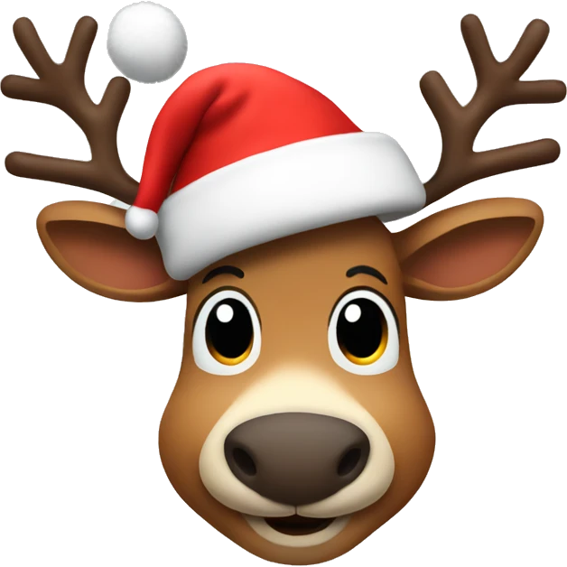 Reindeer wearing Santa hat giving thumbs up emoji