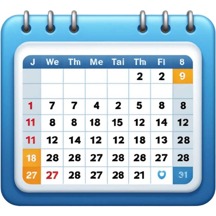 Calendar with 7 days per week emoji