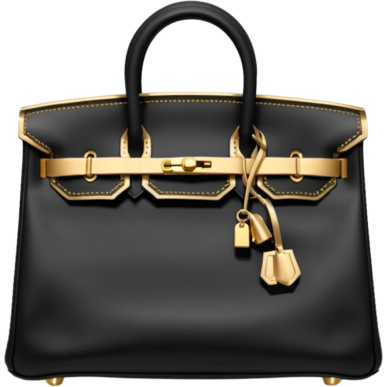 black hermes birkin with gold stitching bag emoji