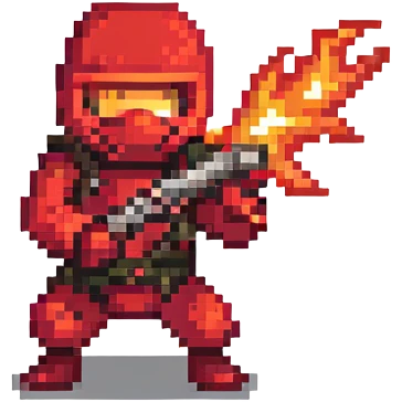 Red ninja shooting fire emoji