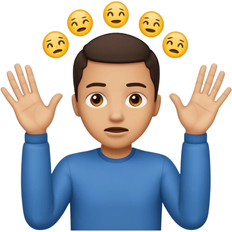 Nervous emoji + hands up emoji. Remove flow effects at the very top the of the hands palm forward so the head can be between the hands. Lightskin emoji emoji