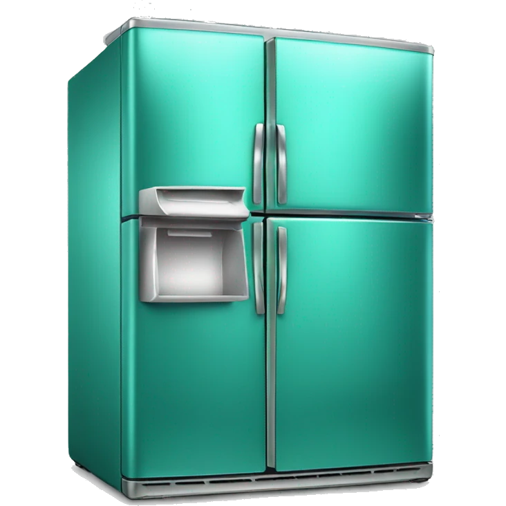 Realistic metallic turquoise fridge isolated. emoji