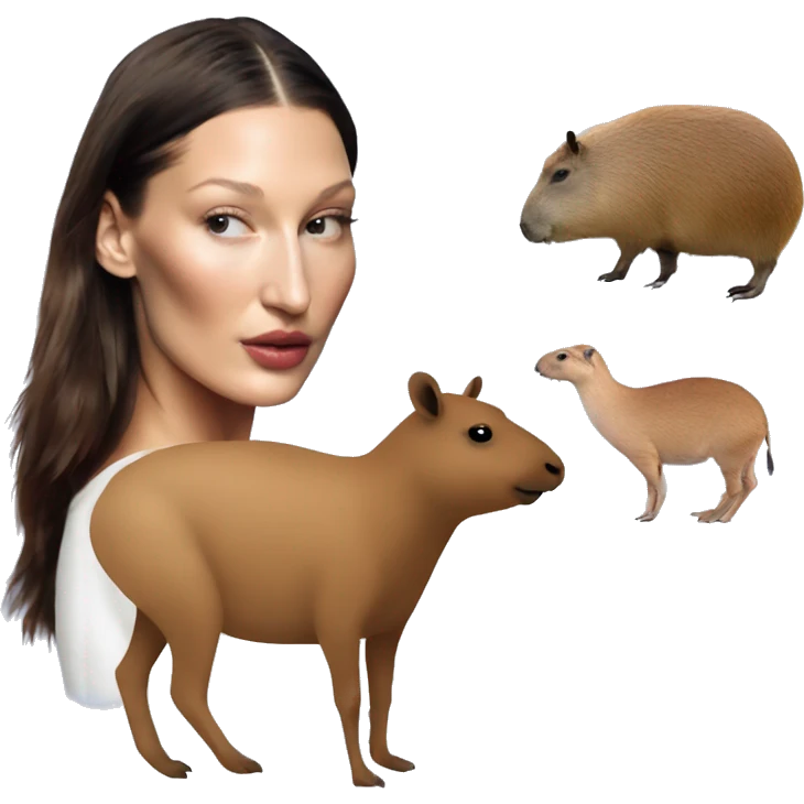 Bella hadid next to a capybara  emoji