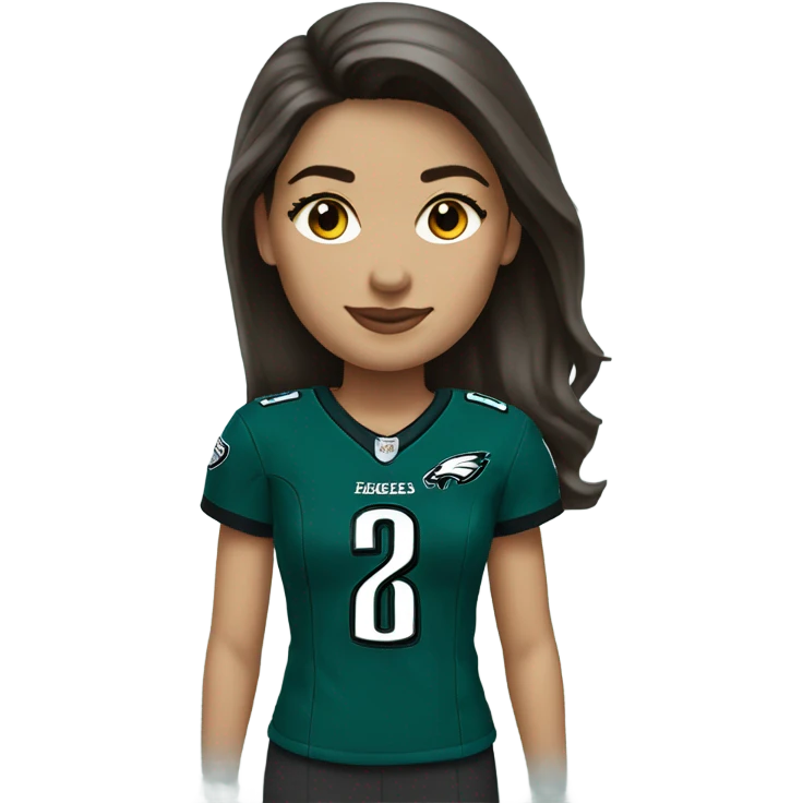  White female brunette wearing Philadelphia Eagles jersey emoji