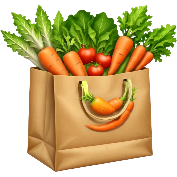 paper bag with vegetables. Transparent background emoji