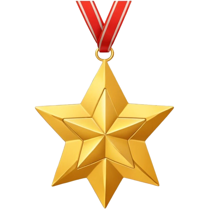 A golden medal in the shape of a SHARPEN star, with a loop for attaching a ribbon or necklace emoji