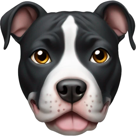 Black and white pitbull with cropped ears emoji