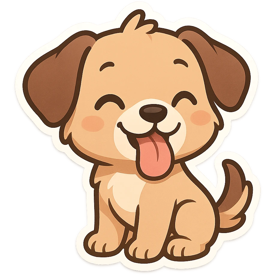 chibi sticker of a playful puppy with a big tongue emoji