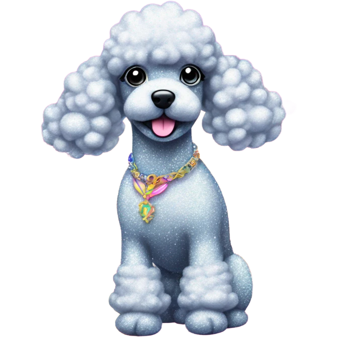 Lisa frank glitter poodle with clouds   emoji