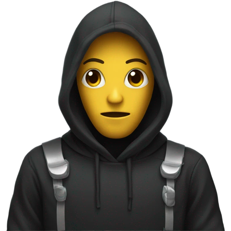 Robot wearing a black hoodie emoji