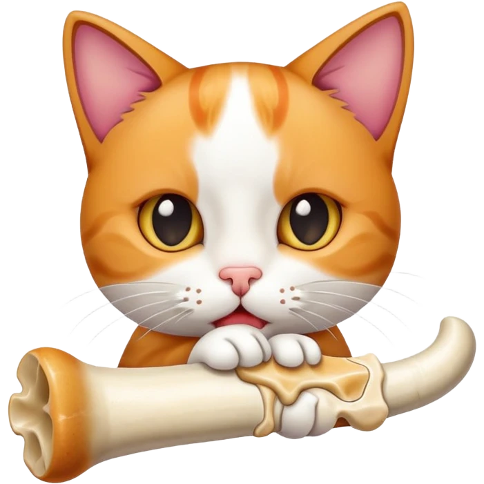 Kitty cat eating a bone emoji