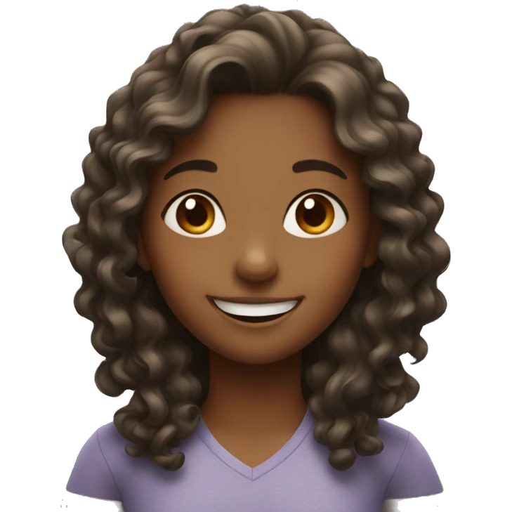 smiling girl with wavy hair emoji
