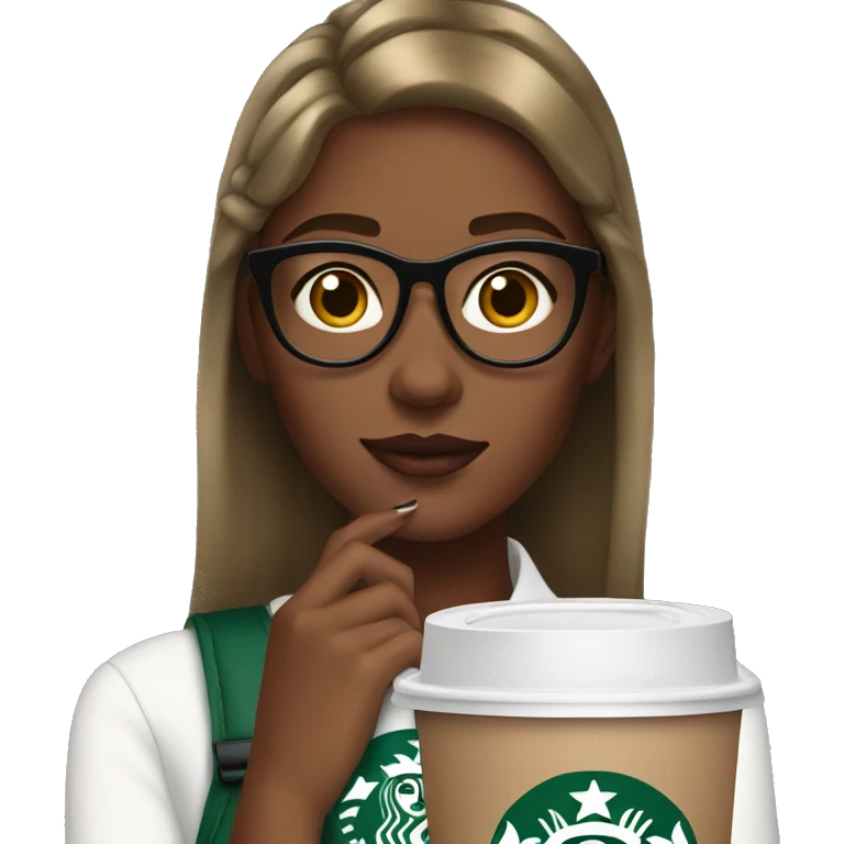 Preppy girl with nails and starbucks emoji