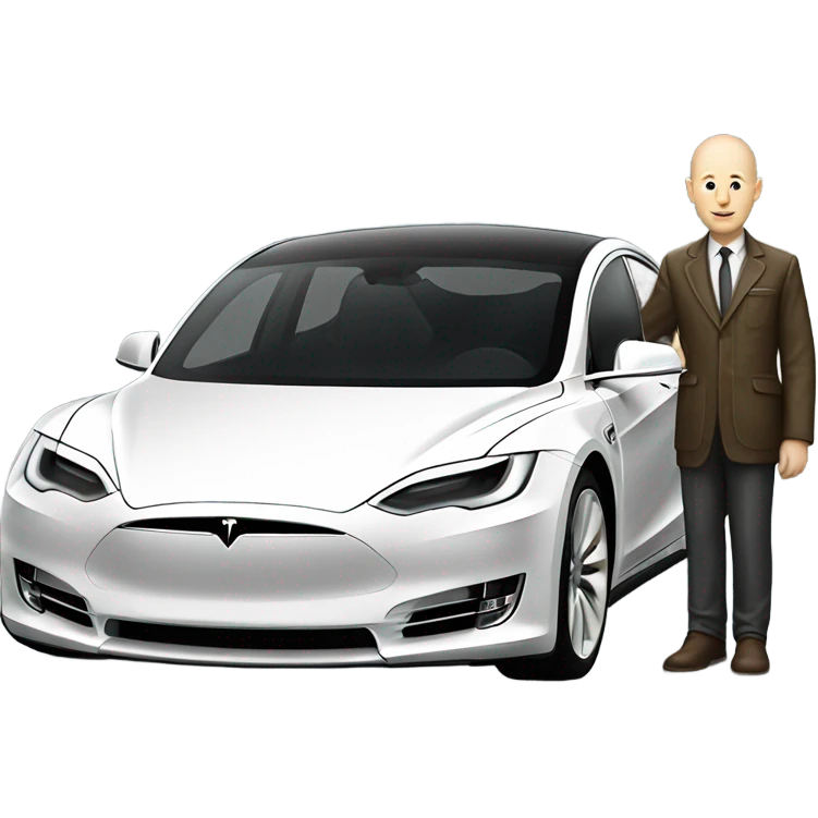 tesla with bald white guy emoji