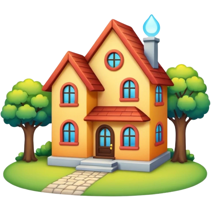 Cute house with light emoji