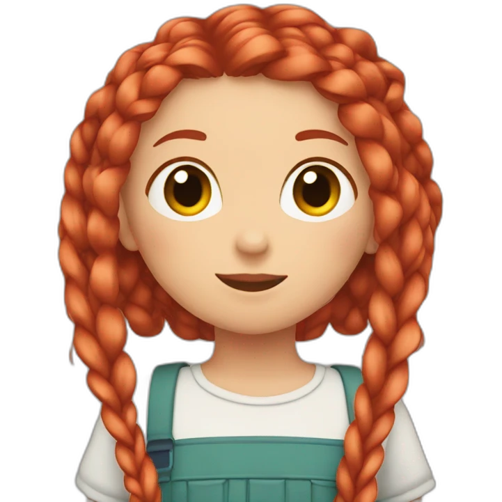Girl with red hair in two braids drinking from a straw emoji