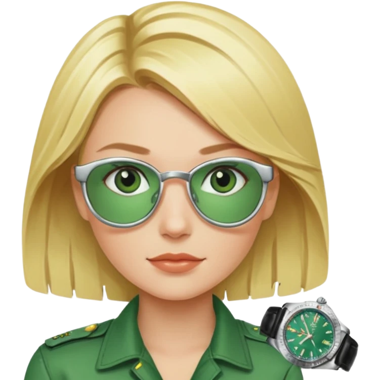 Breitling green faced watch on blonde girl wrait emoji