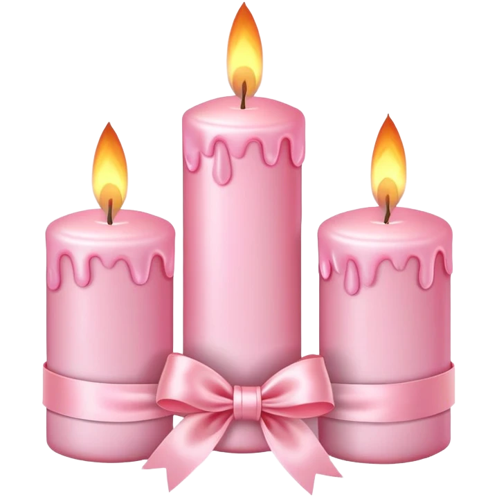 light pink burning candles with bow emoji