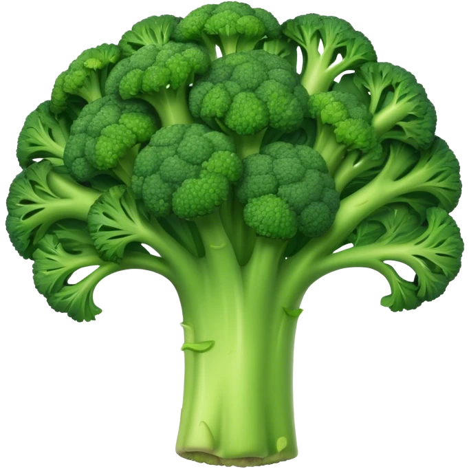 A simple 3D color illustration of a sautéed broccoli with realistic shading and texture, on a pure white background. emoji
