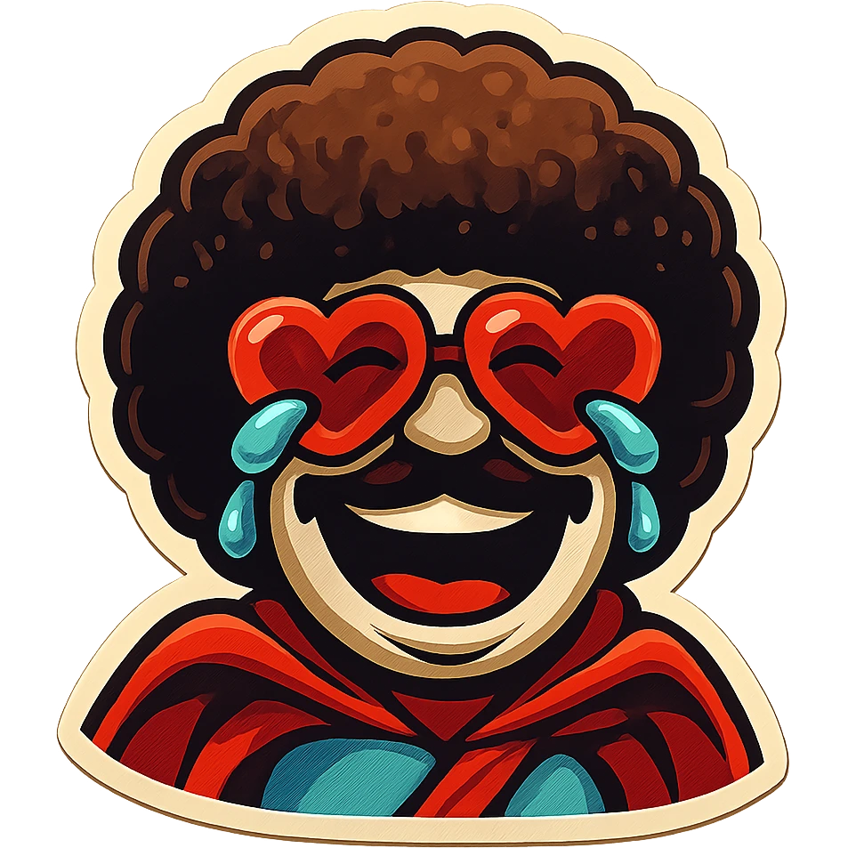 superhero head, heart glasses, laughing with tears in eyes emoji