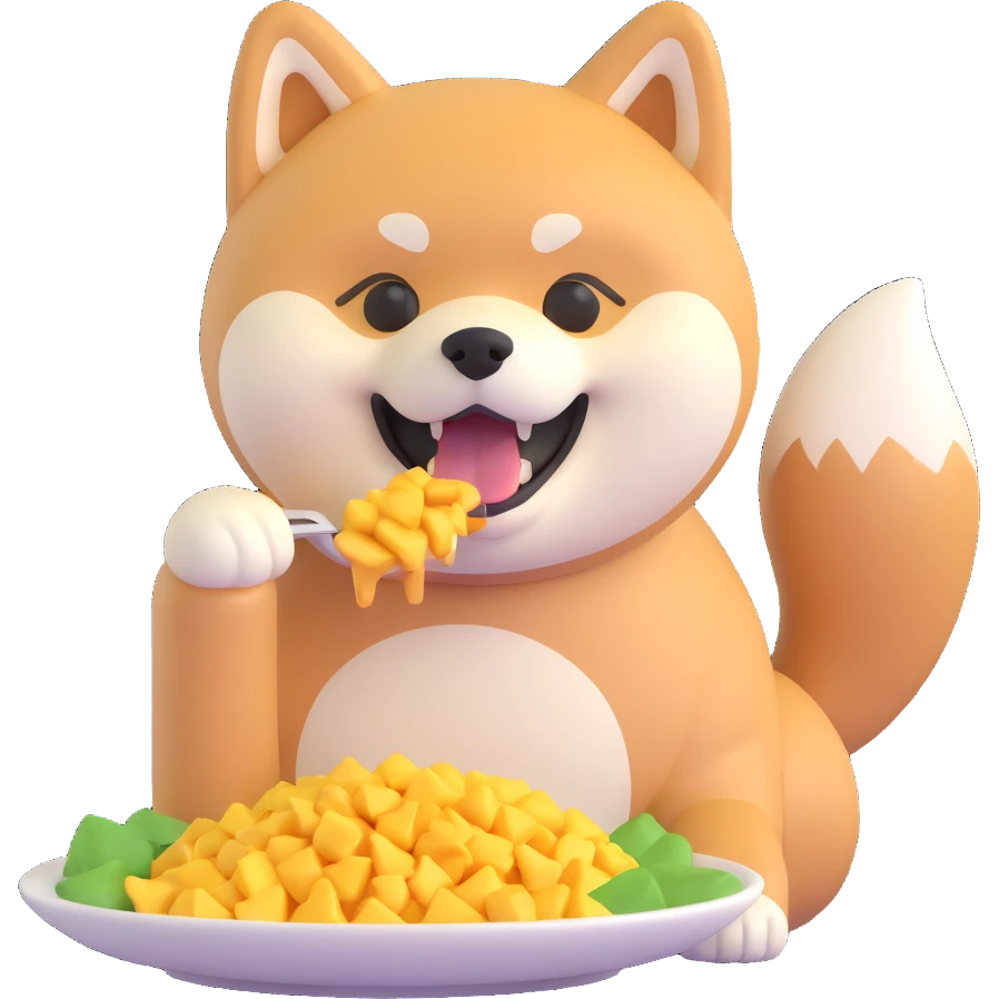 shiba inu, eating emoji