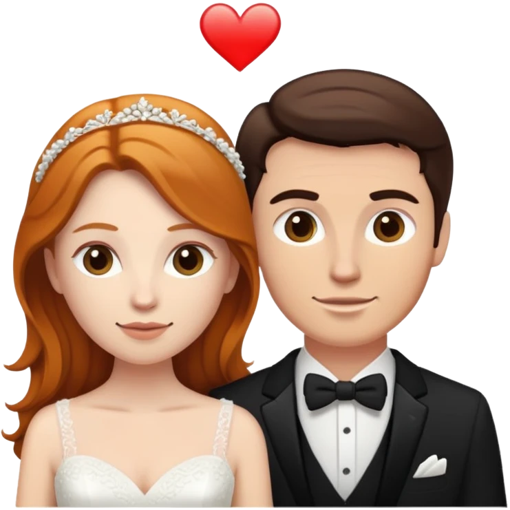 wedding couple with white man with dark brown hair and white woman with light ginger hair emoji