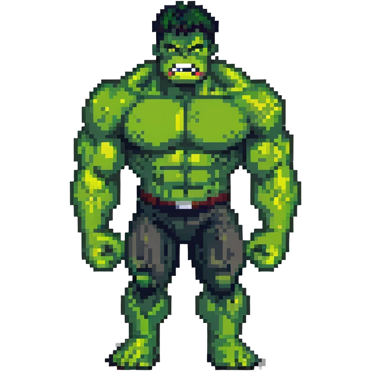 Hulk, green muscular superhero with angry expression emoji