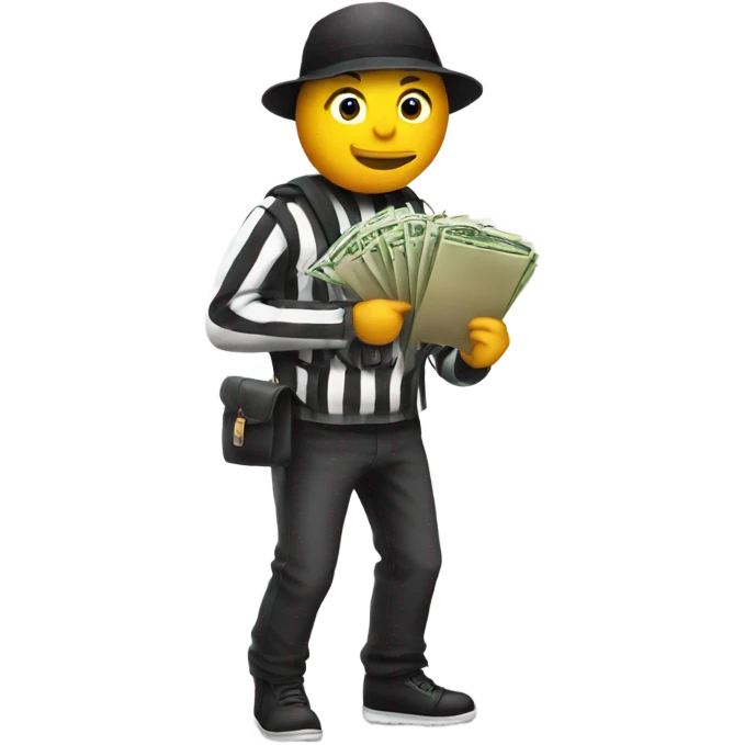 Robber holding a ba of money with striped clothes emoji