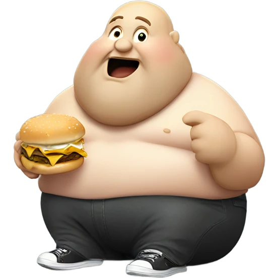 a very fat man eating mcdonald’s emoji