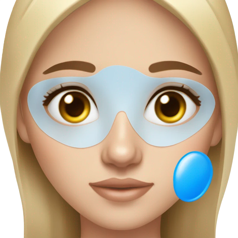 White Skin care on white freackles skin of a brunett blue eyes girl under eyes gel eye patches emoji