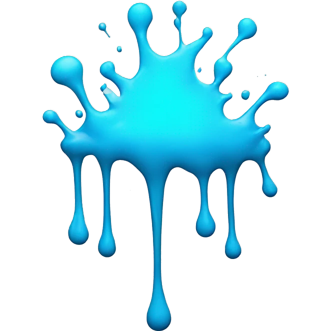 Glowing Cyan blue paint splash splatter emoji