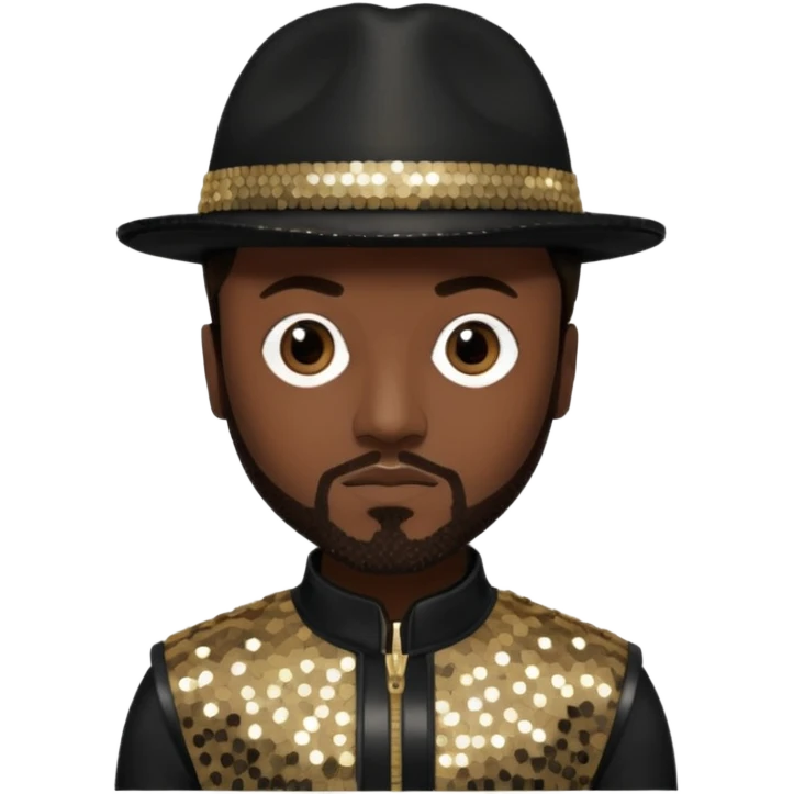 Will.i.am from Black Eyed Peas with dark brown hair, black sequin outfit  emoji
