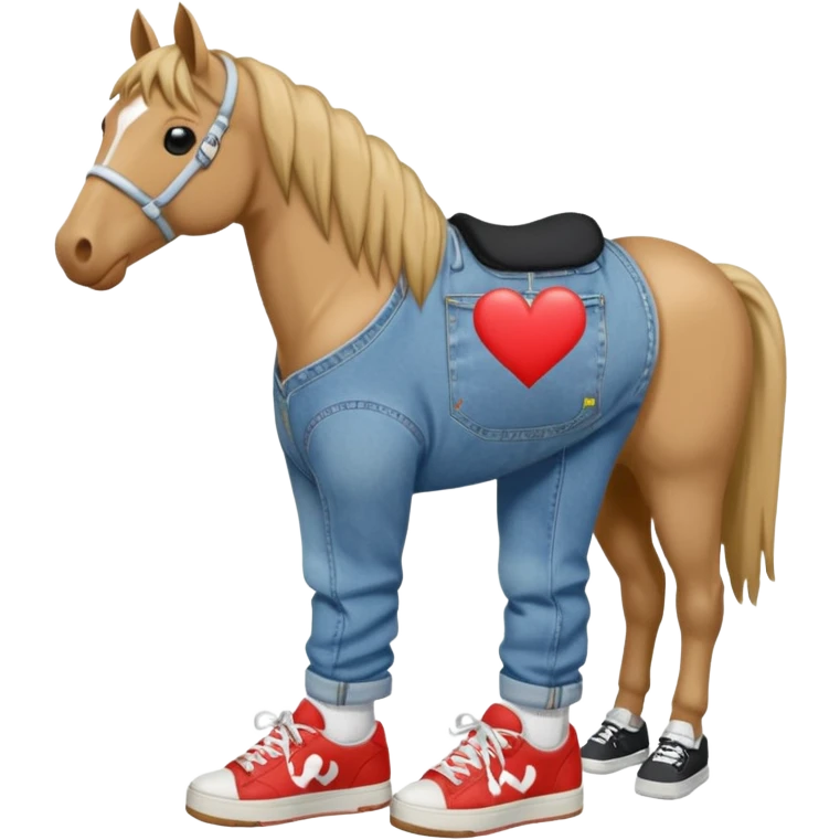 horse eith a shirt that says i heart fent and baggy jnco jeans and sneakers on emoji