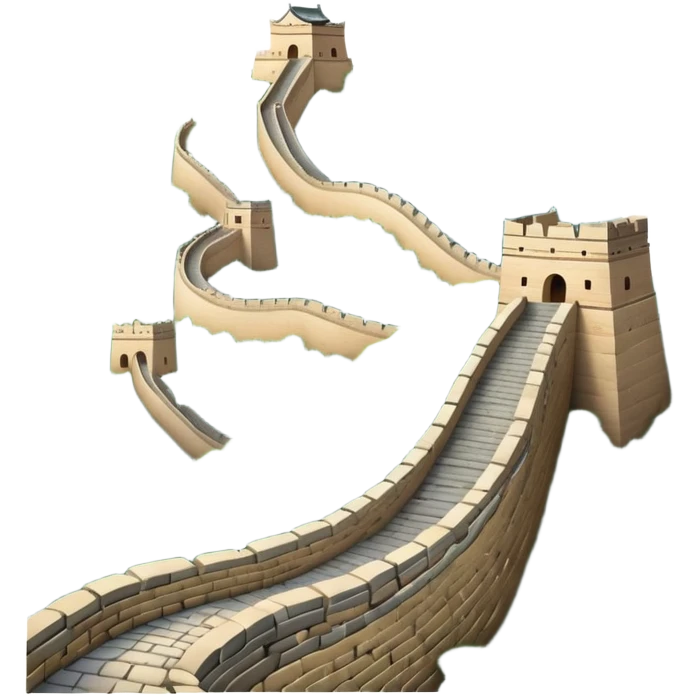 Great Wall of China, winding along mountain ridge, iconic stone structure, emoji style emoji
