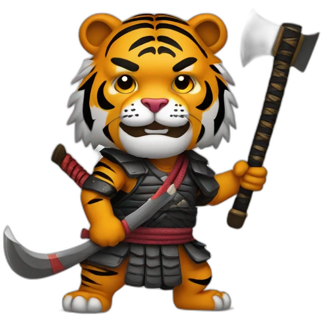 Tiger samurai holding axe emoji