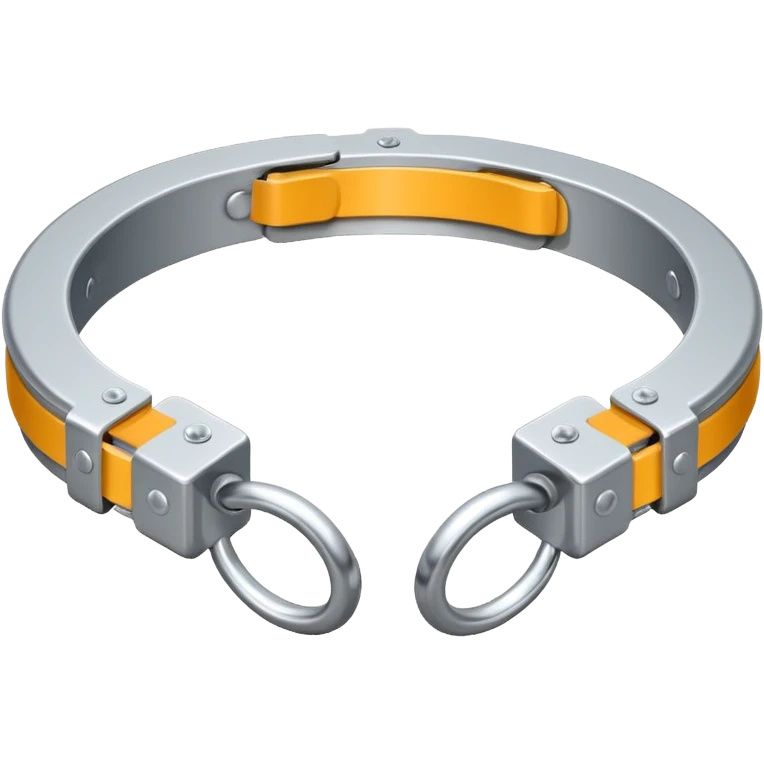 Minimalistic metallic handcuffs emoji, reflective metal, simple flat vector design, futuristic style emoji