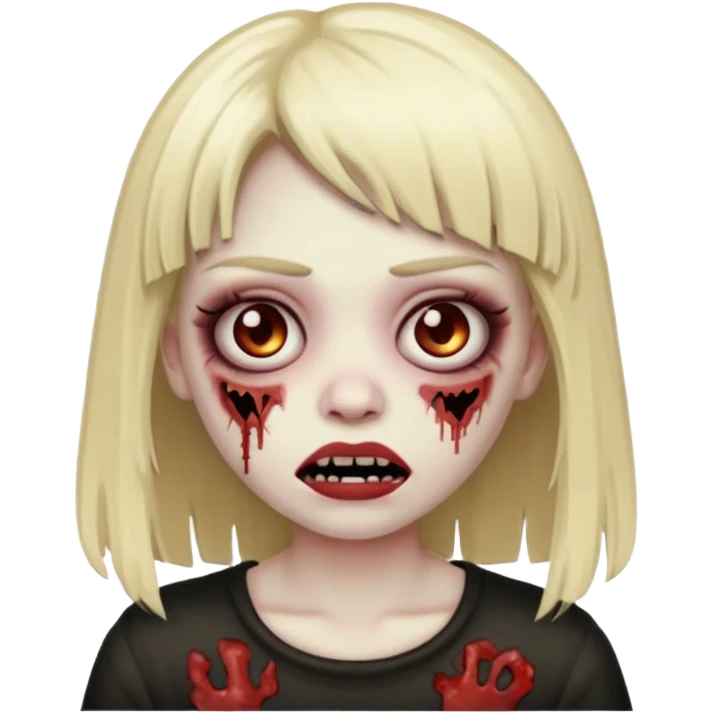 franja, zombie, emoji, menina emoji